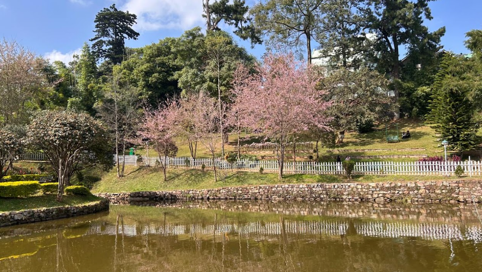 View over Ward’s Lake in Shillong with surrounding gardens