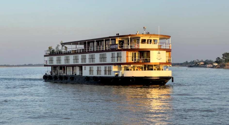 River cruise ship sailing on the Brahmaputra