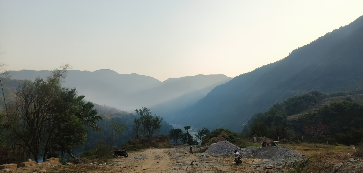 Hazy mountain valley on the road through western Arunachal Pradesh