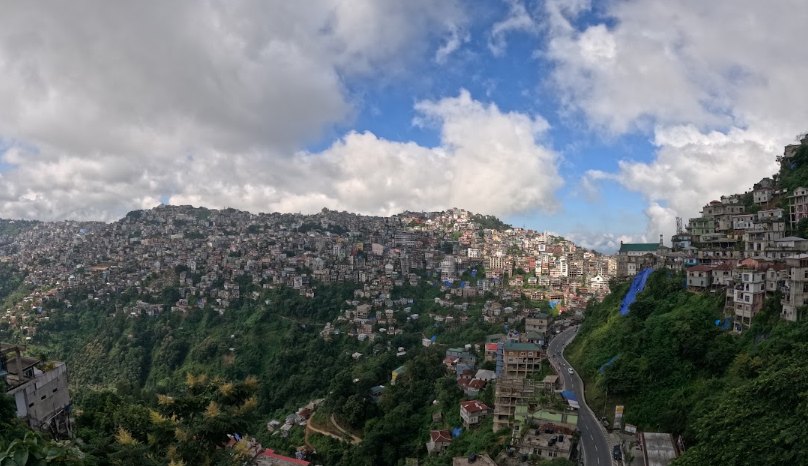 Aizawl city built across a steep hillside